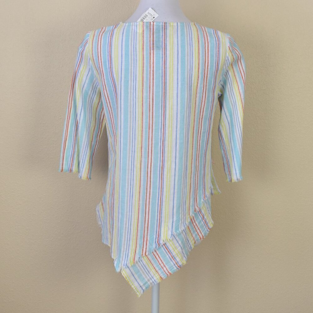 Ali Miles Linen Stripe Top NEW - Petite S - Picture 6 of 9